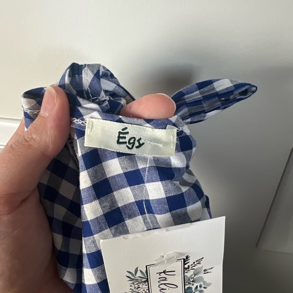 Égs by Élogues Blue Gingham Halter Cropped Jumpsuit Women's Size 1X - Picture 4 of 8